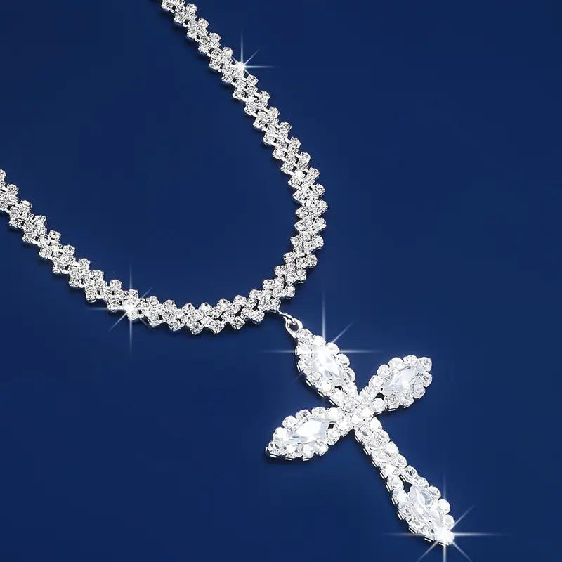 Iced Cross Pendant Necklace