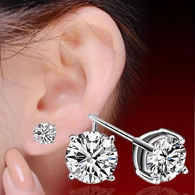 CZ Diamond-Cut Stud Earrings