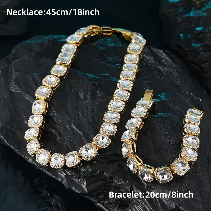 Iced Square-Cut Set (Gold & Silver)