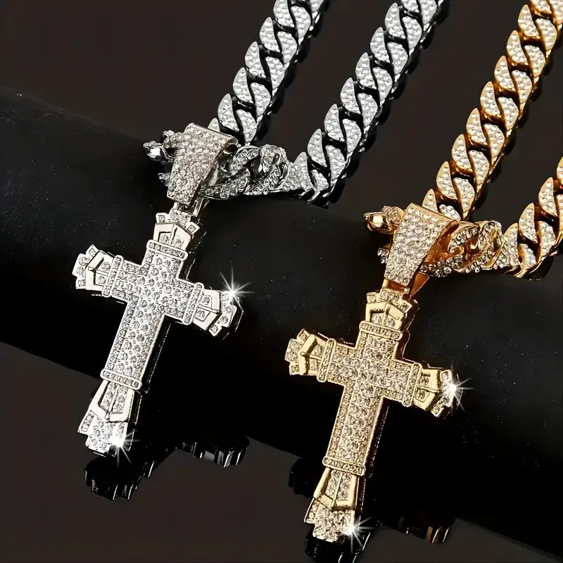 Iced Cross Pendant Necklace